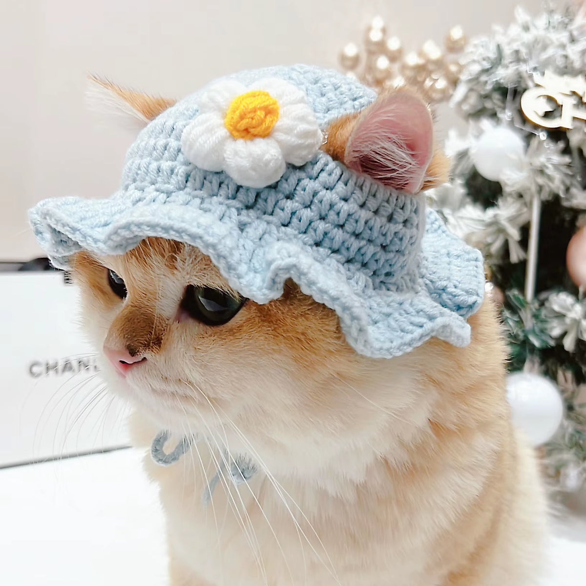 Cute Refined Cat Hat Elastic Autumn Winter Pet Hat Puppy Kittens Knitted Hat Party Photo Shoot Props Decoration Cat Accessories