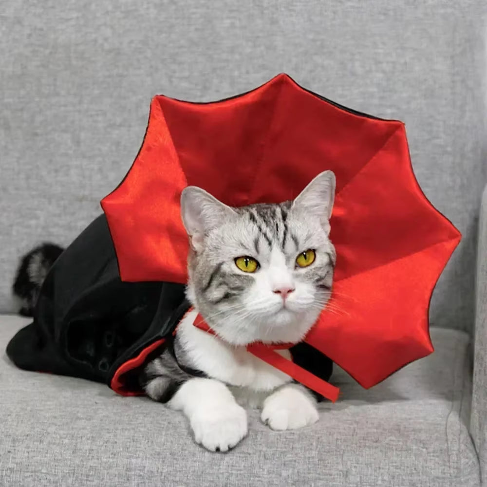 Pet Vampire Cape – Hauntingly Cute Halloween Costume for Cats & Small Dogs